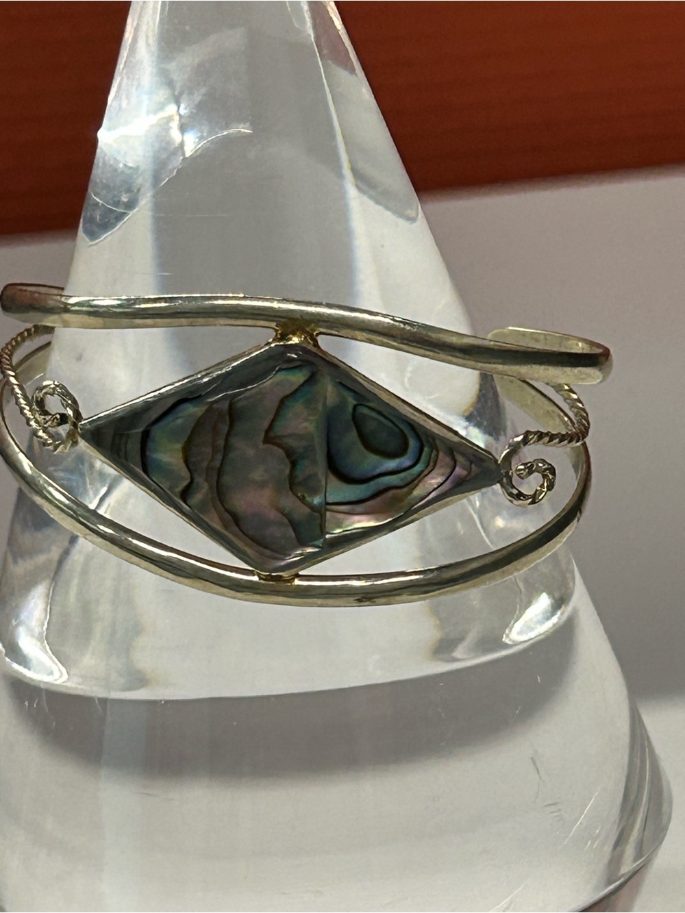 Vintage Alpaca silver bracelet abalone